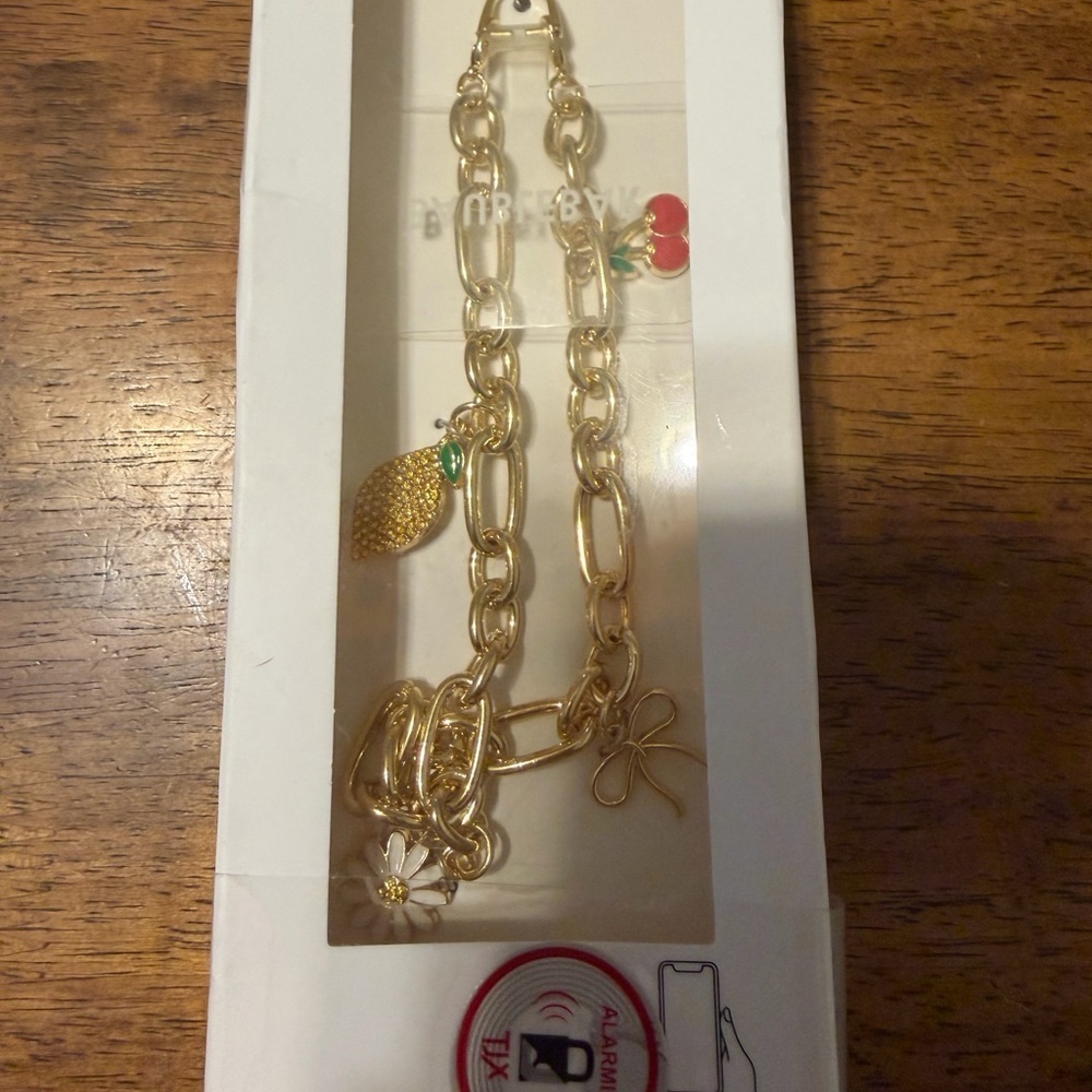 BaubleBar Gold-Tone Charm Chain with Fruit and Floral Charms